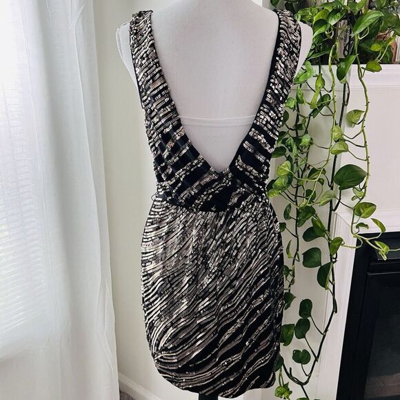 Express Silver & Black Sequin Shimmery Dress Size Small Party Festival Concert - Picture 6 of 8